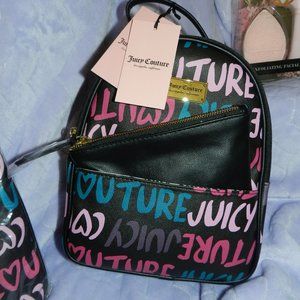 Juicy Coulture Love Letters 2 Peice Backpack Zipper Pouch Purse New/NWT!